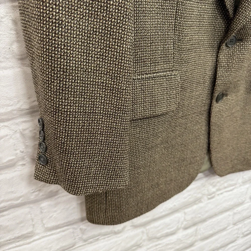 Vtg Oscar de‎ la Renta Mens Sport Coat Blazer 41R 100% Wool 2 Button Houndstooth